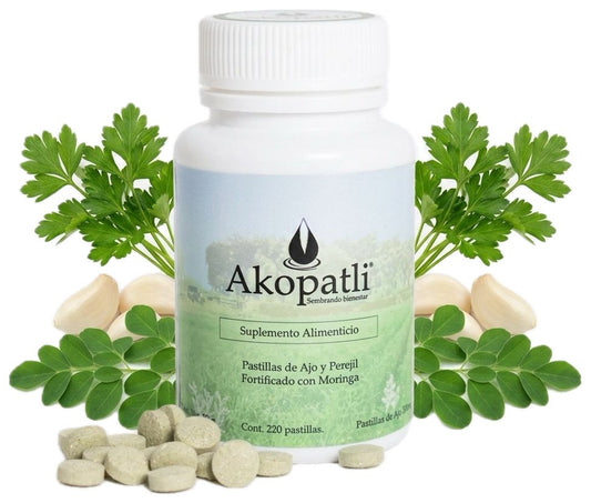 Garlic, parsley and moringa pills